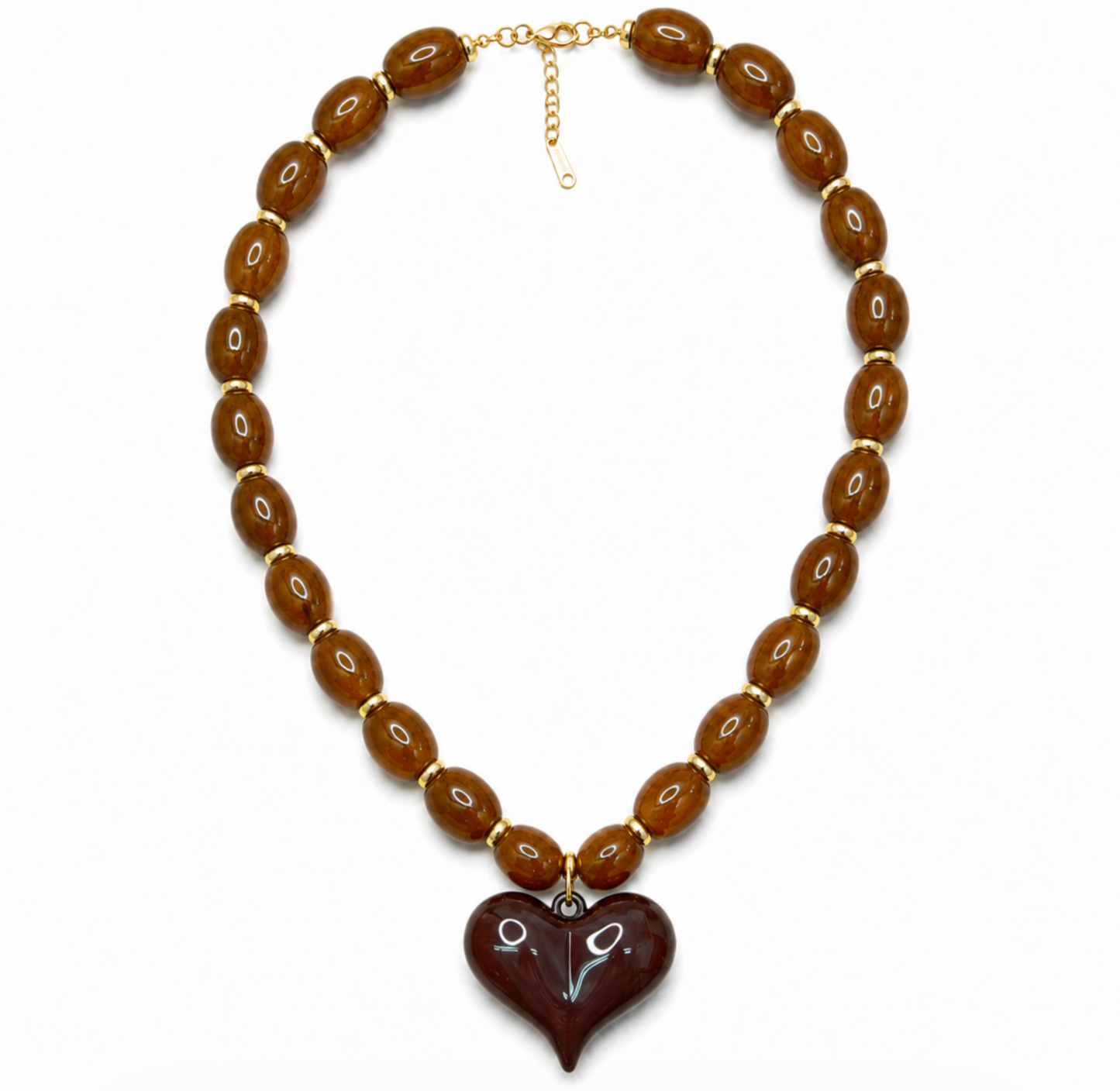 Almafi Brown Heart Chunky Necklace
