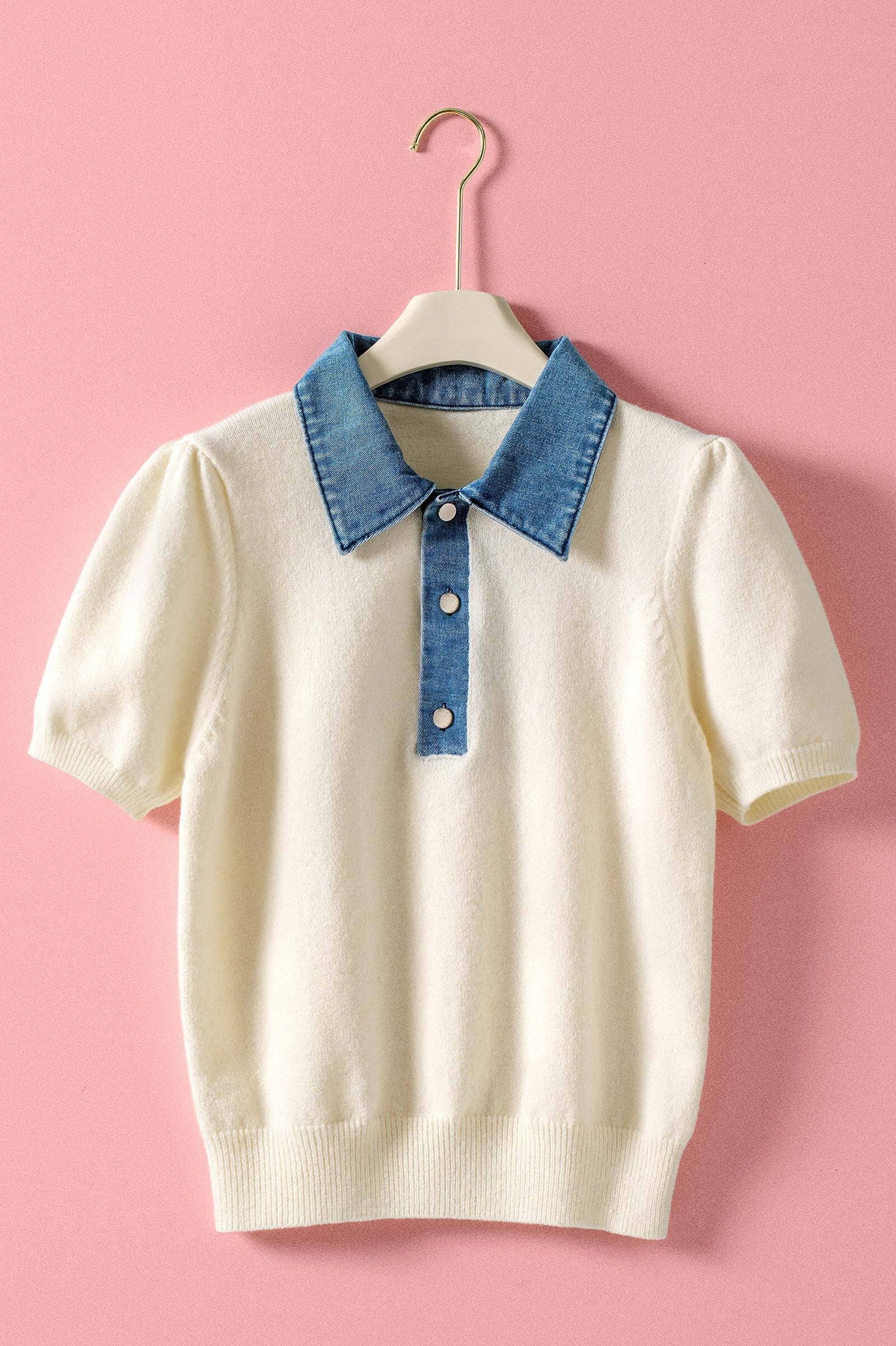 Denim Collar Knit Sweater