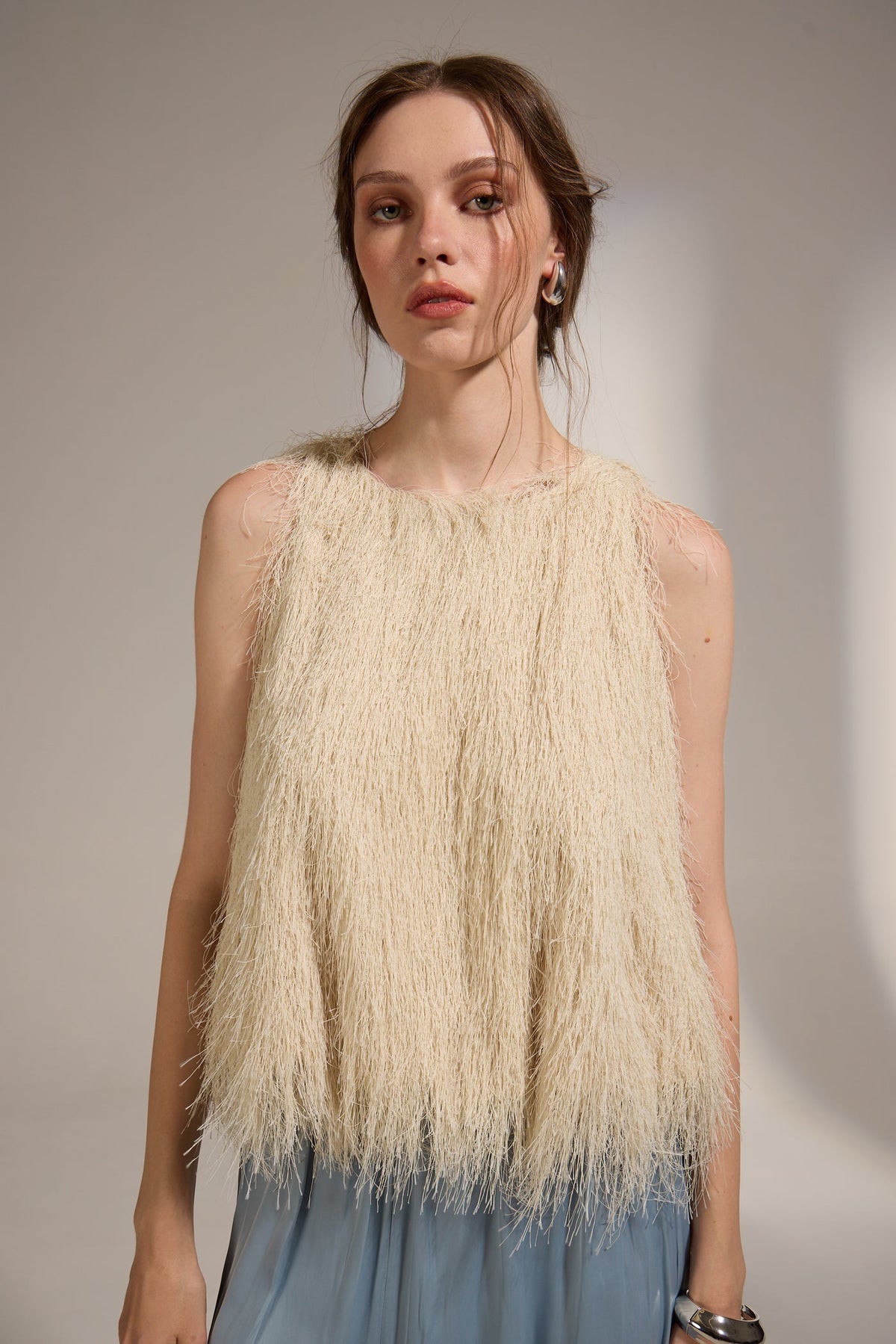 Kula Furry Top - Ecru