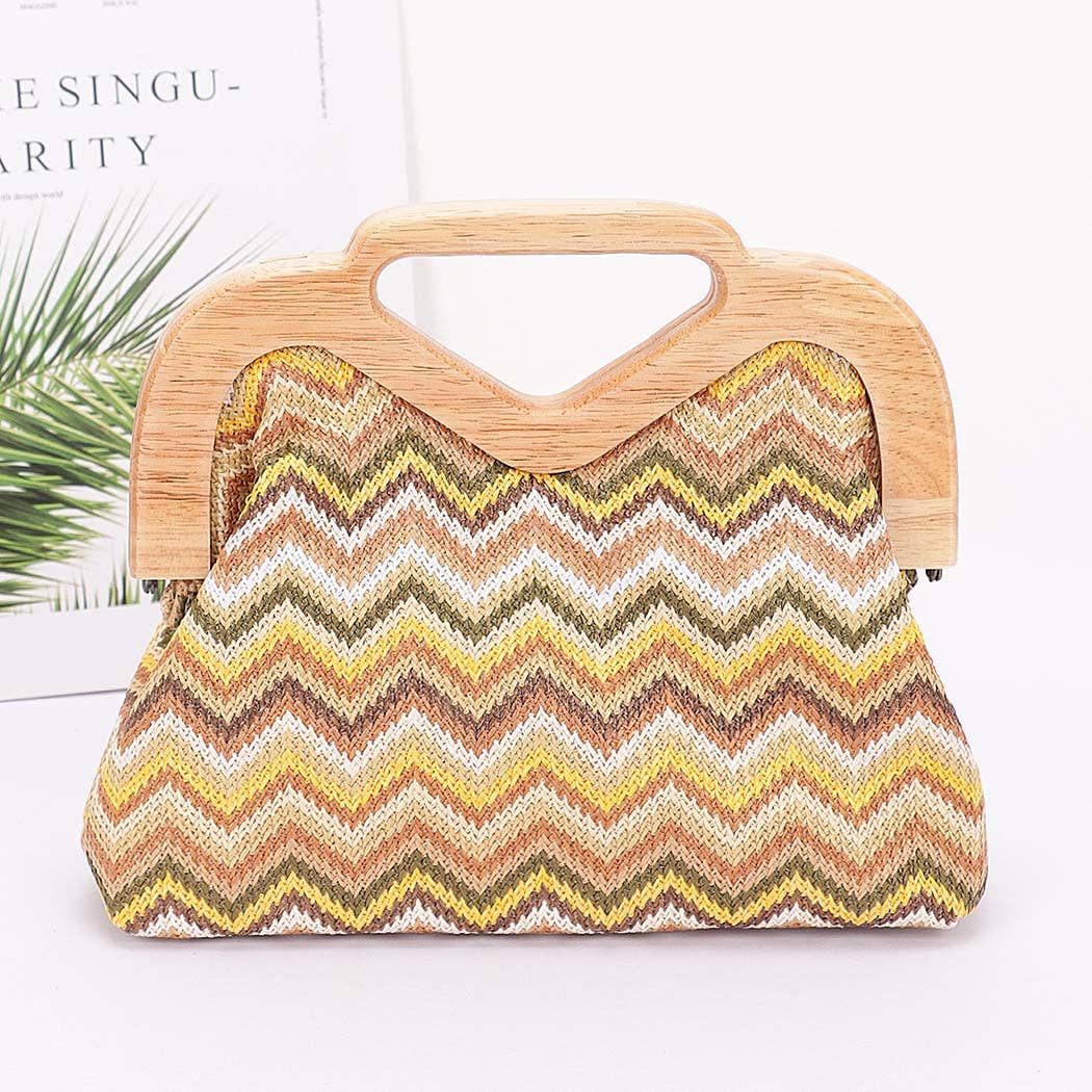 Straw Wood Frame Clutch