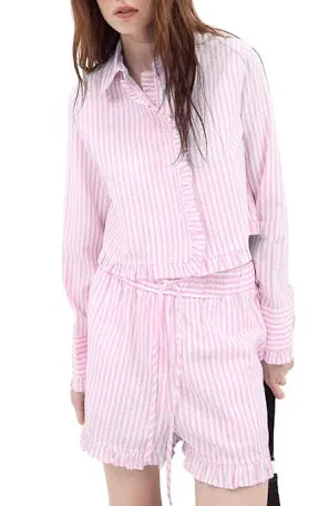 Split Shirt - Striped Pink