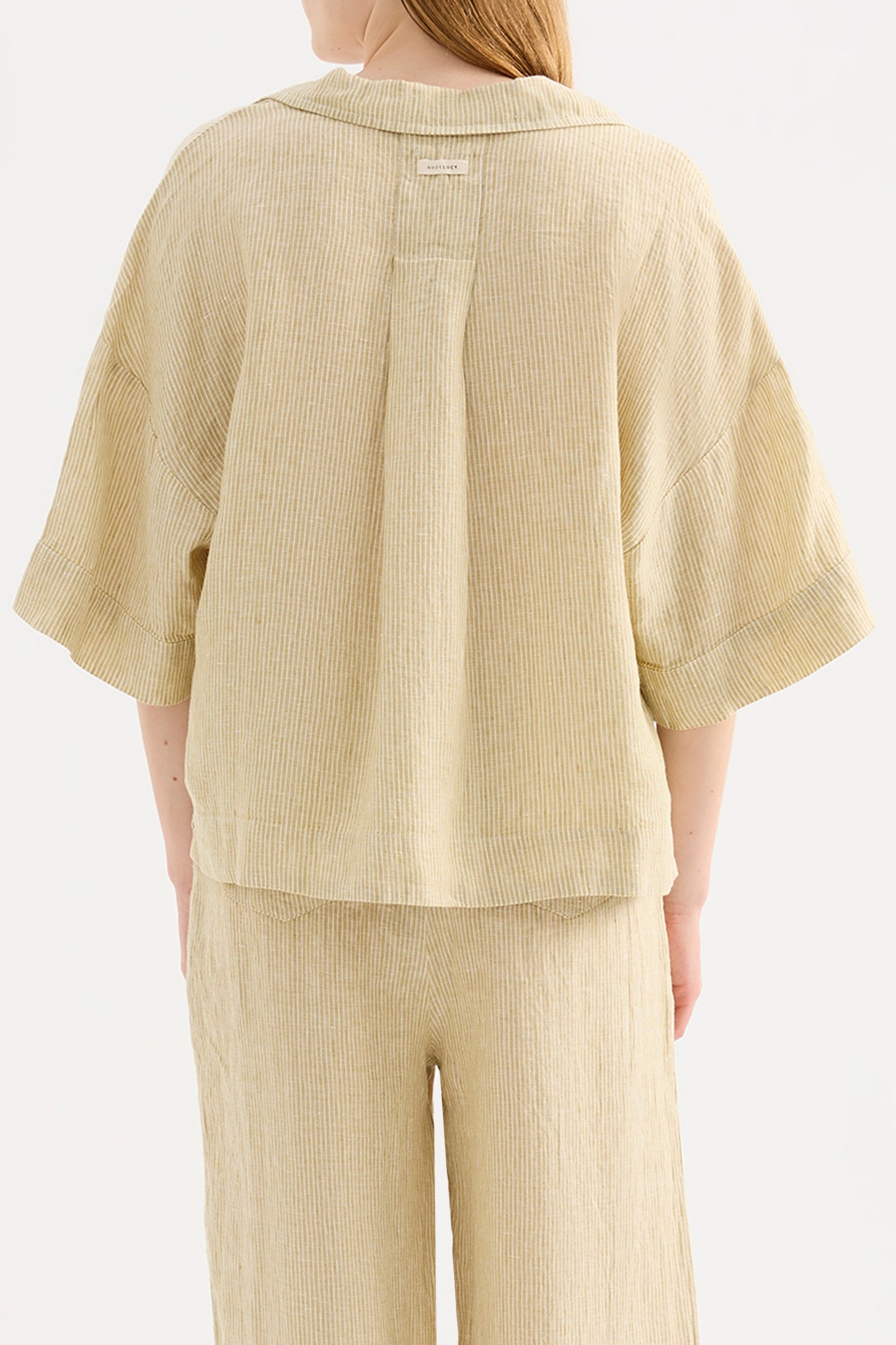 Lounge Linen Shirt - Moss Stripe