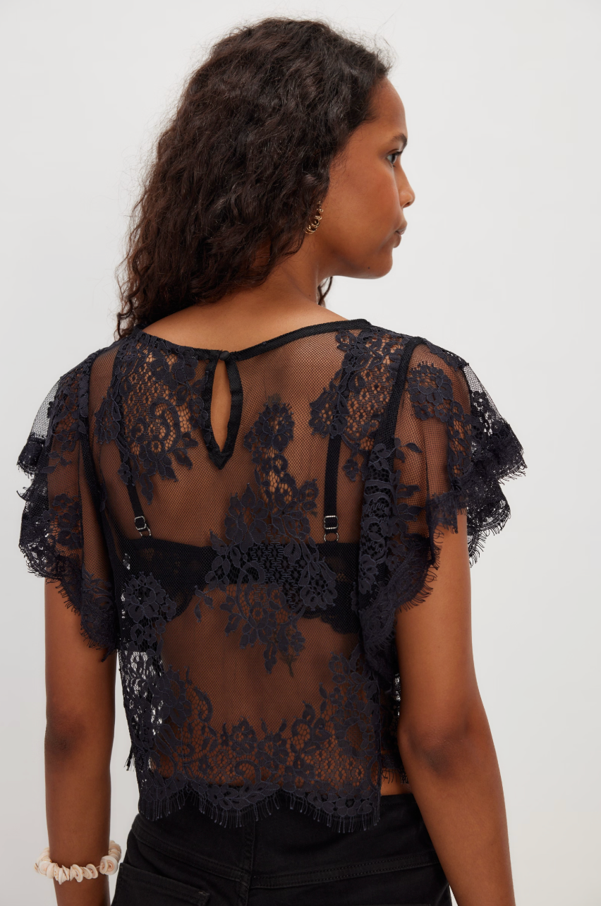 Lunar Ash Lace Top - Black