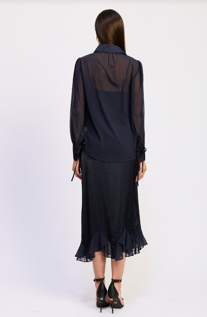 Gia Blouse Top - Navy