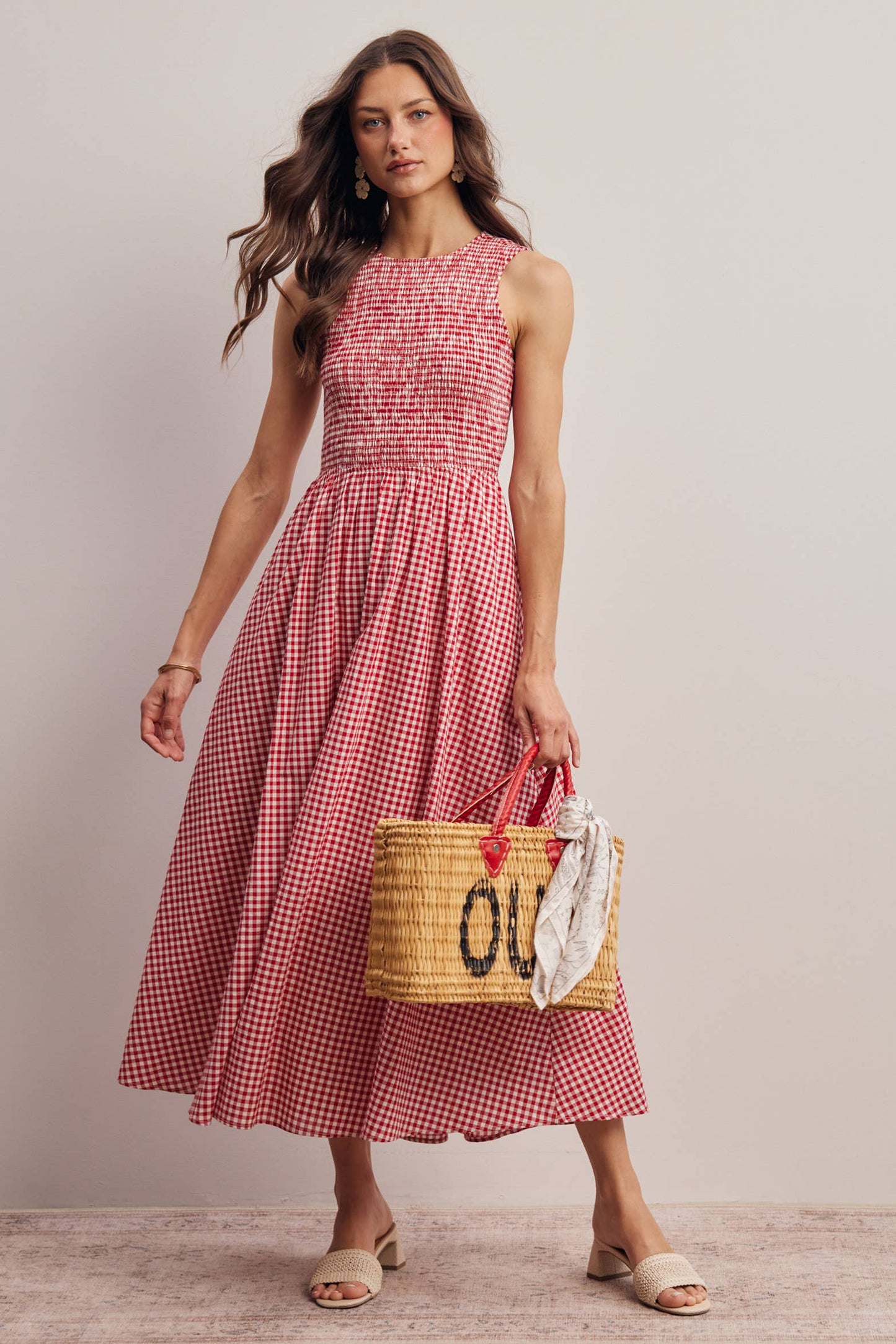 Open-Back Gingham Dress