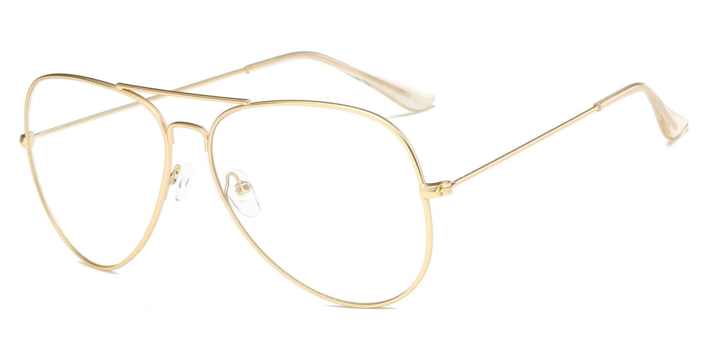 Gold Aviator Blue Glasses