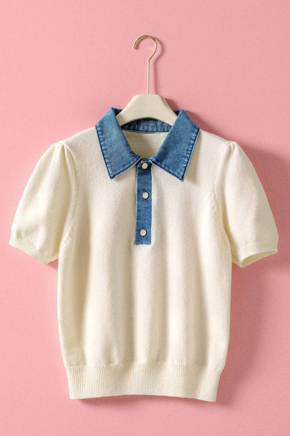 Denim Collar Knit Sweater