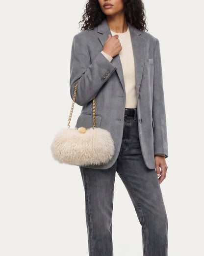 Full Circle Convertible Clutch - Natural Mongolian Shearling