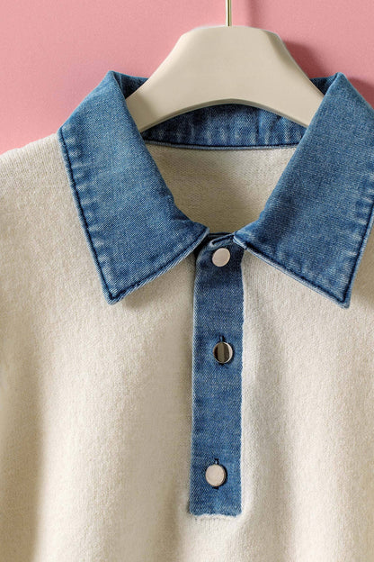 Denim Collar Knit Sweater