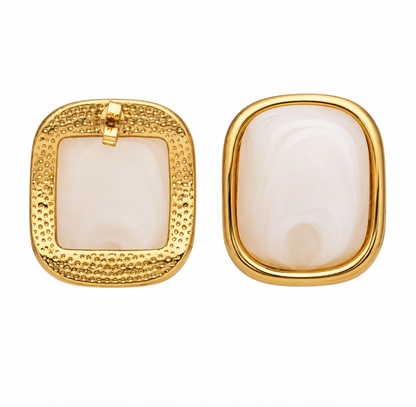 Opal Moonstone Frame Earrings