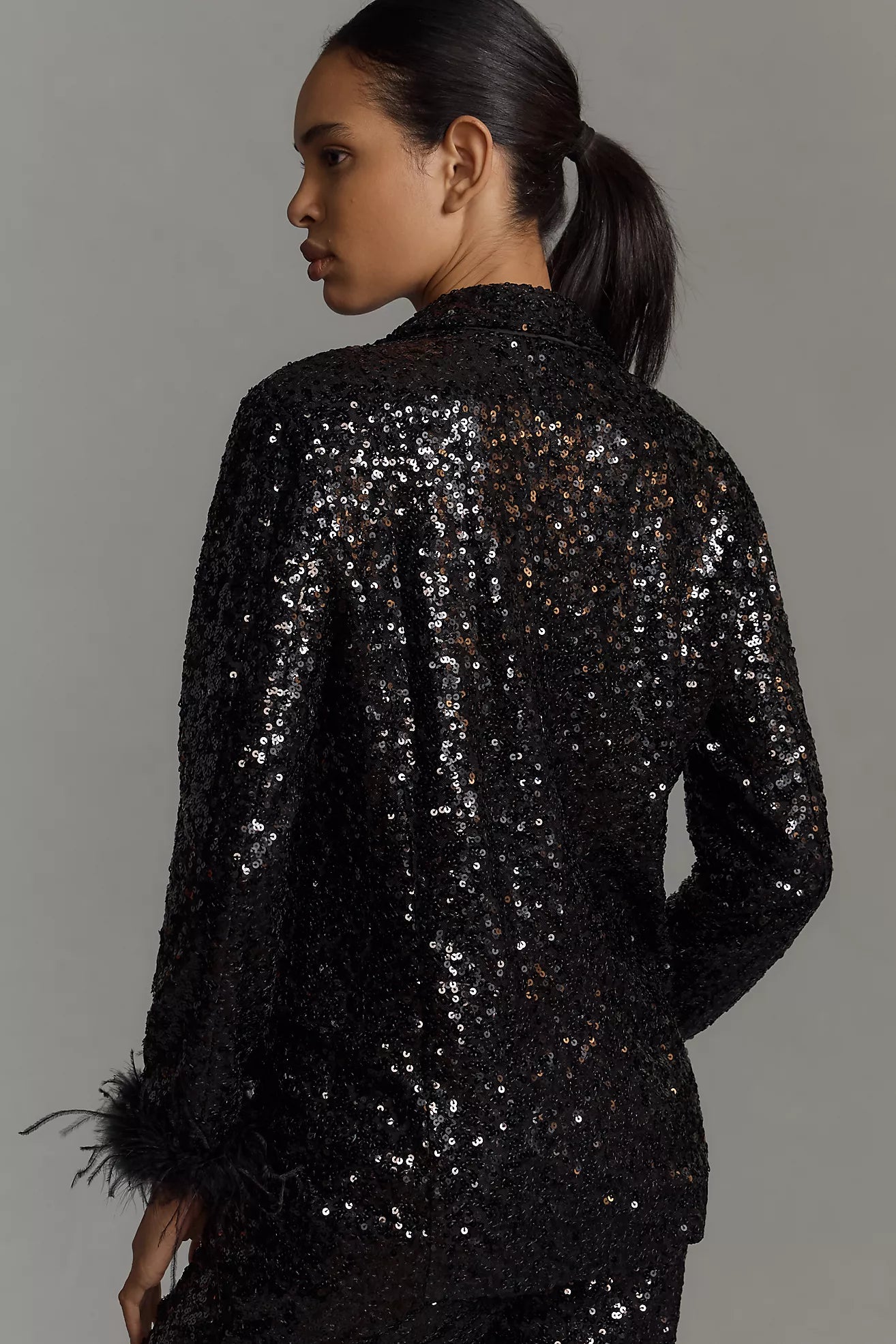 Faux-Feather Sequin Blazer