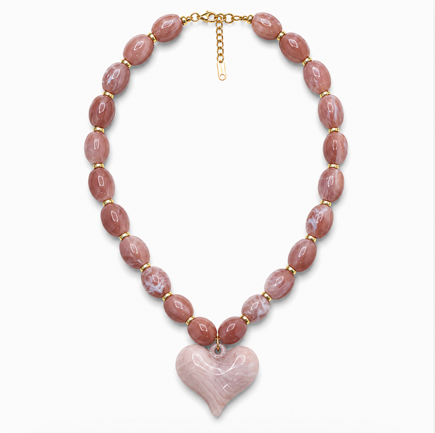 Almafi Pink Heart Chunky Necklace