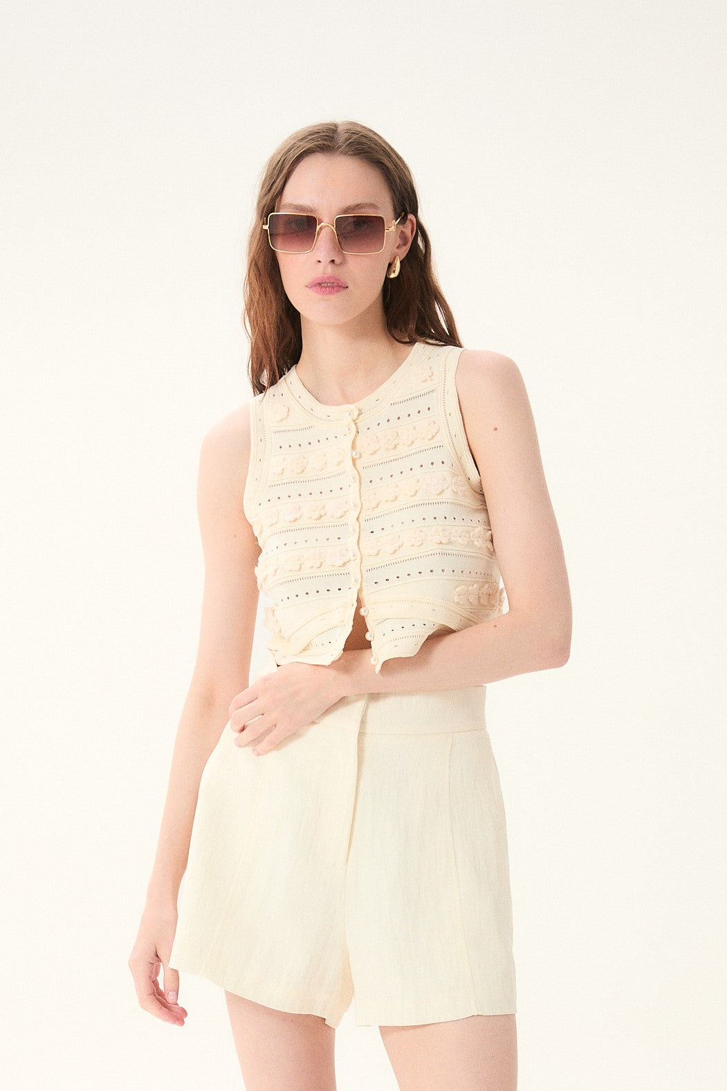 Malta Knit Vest - Ecru