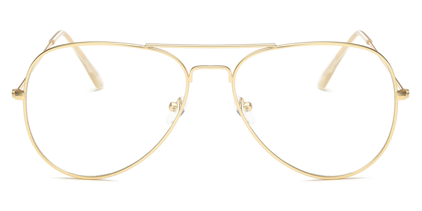 Gold Aviator Blue Glasses