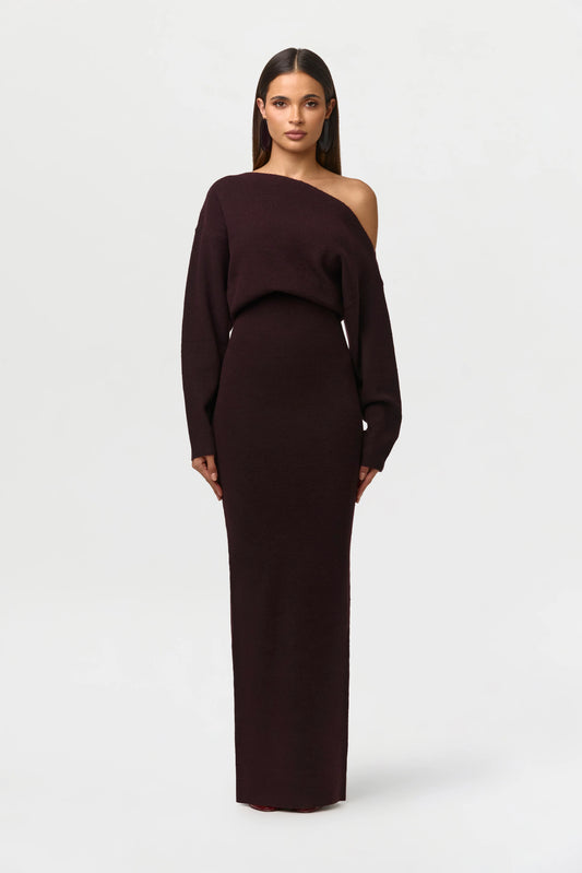 Knit Off-Shoulder Maxi Dress