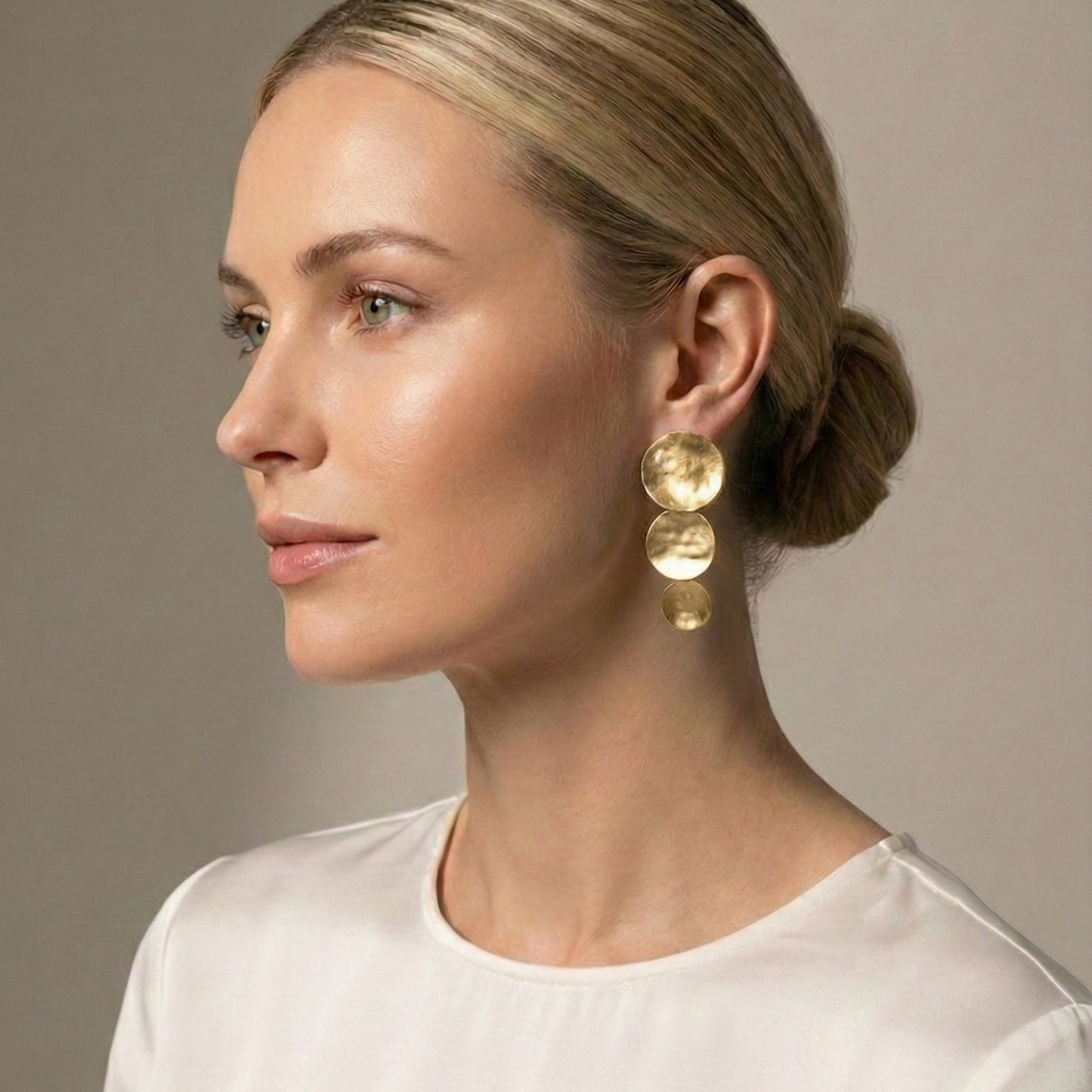 Gold Disc Statement Earrings