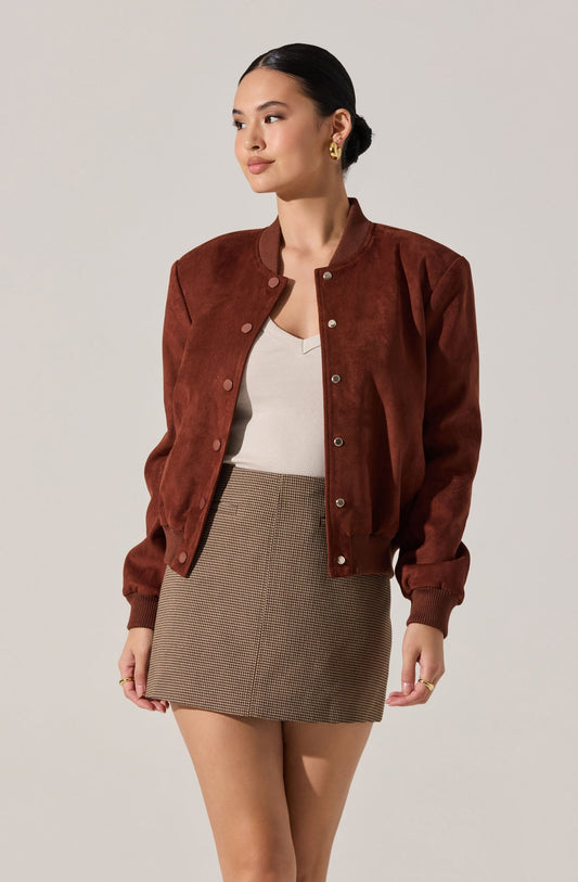 Olenna Faux Suede Bomber Jacket