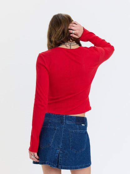 Stargazer Pointelle Cardigan - Cherry