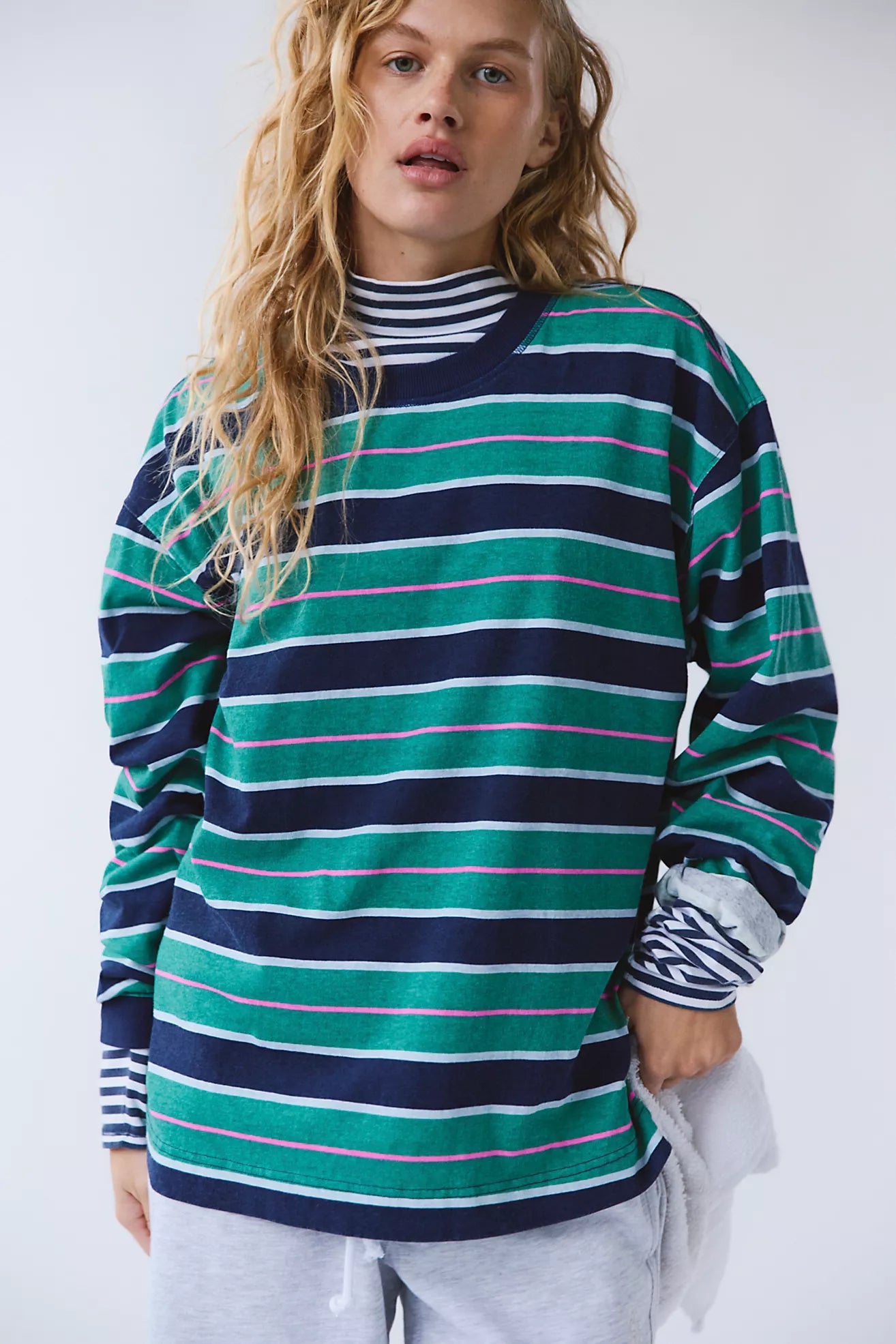 Hustle Striped Layer - Navy/Green Glow
