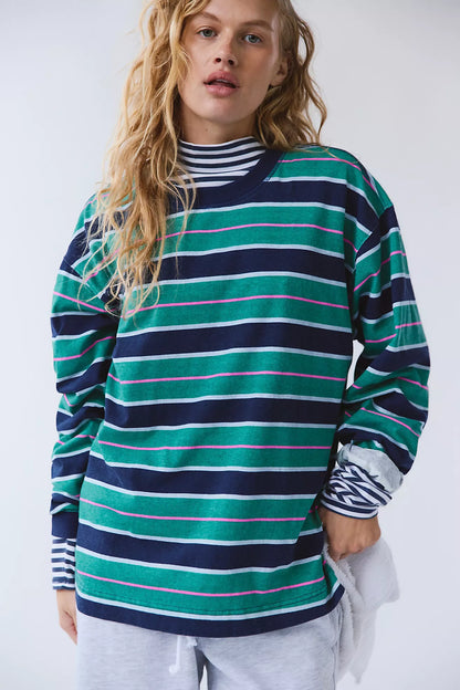 Hustle Striped Layer - Navy/Green Glow