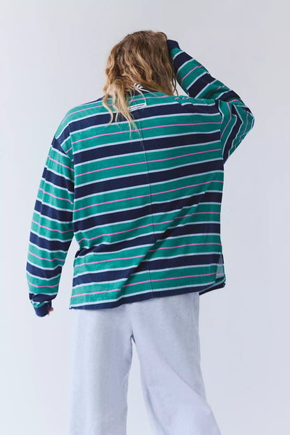 Hustle Striped Layer - Navy/Green Glow