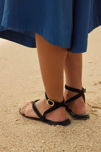 Waverly Whipstitch Thong - Black