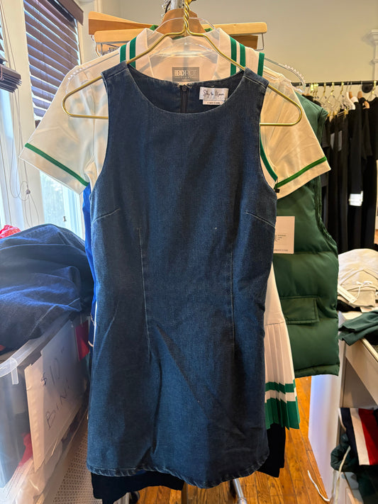 Denim High Neck Mini Dress