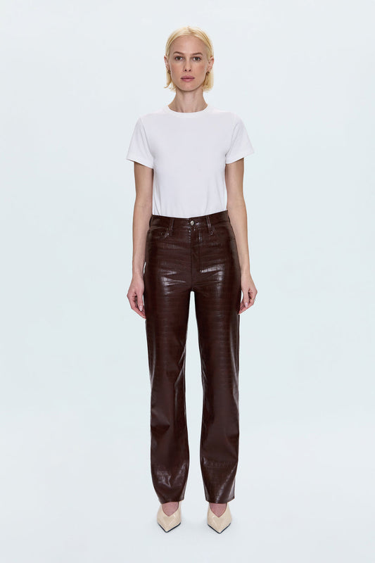 Cassie Straight Pant - Tobacco Croc