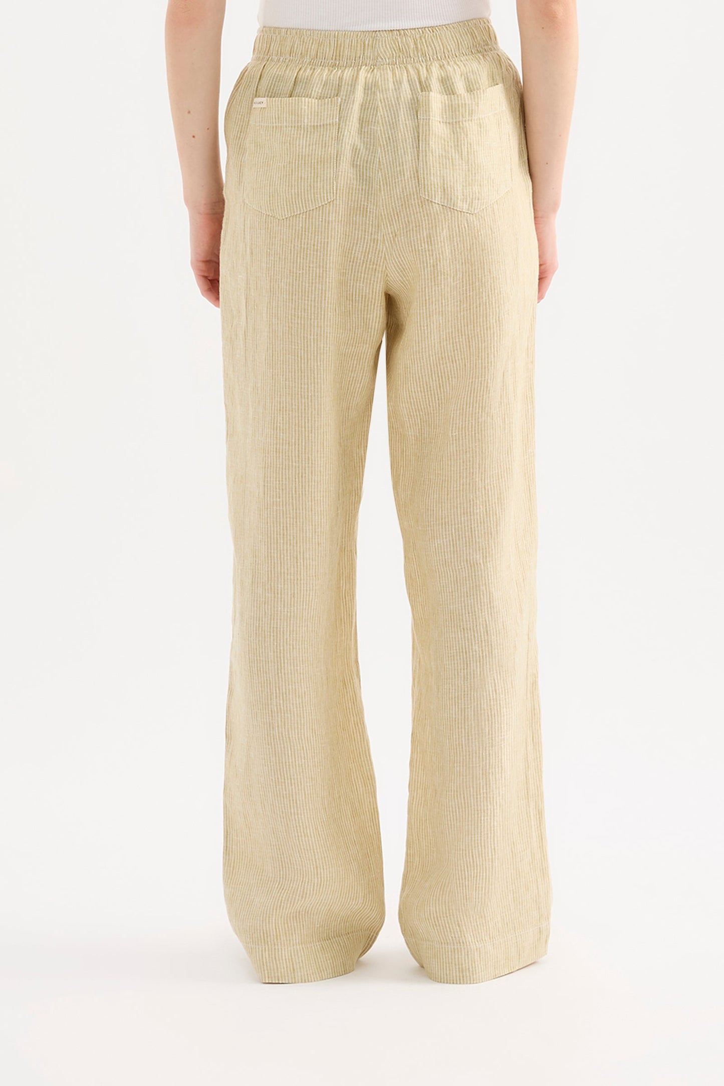 Lounge Linen Pant - Moss Stripe
