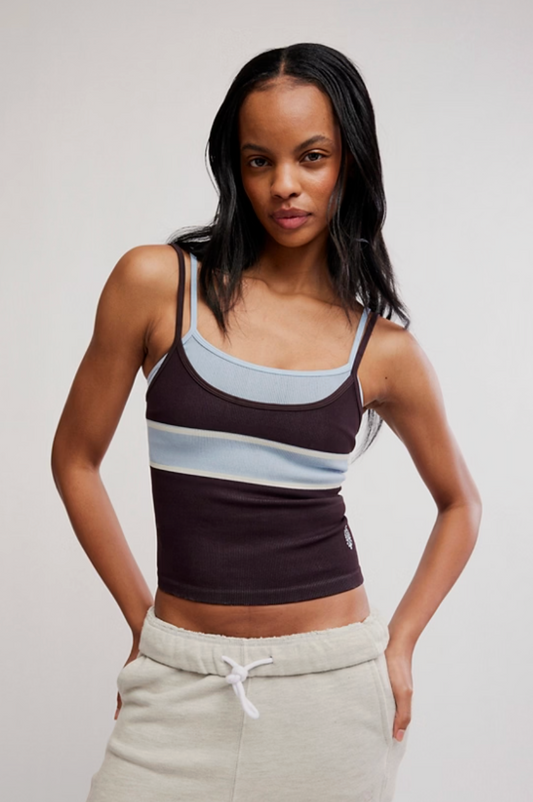 All Clear Coastline Striped Cami - Chocolate