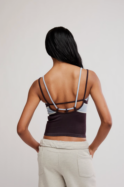 All Clear Coastline Striped Cami - Chocolate