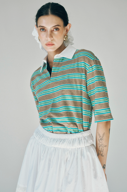 Frankie Top - Aqua Stripe