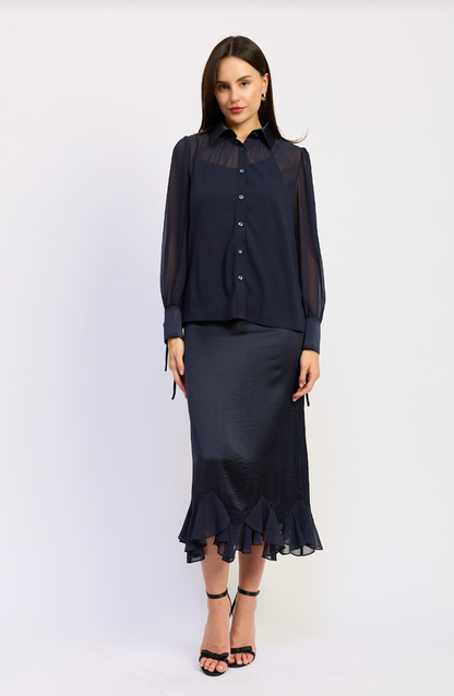 Gia Blouse Top - Navy
