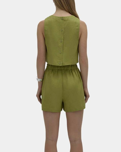 Sian Linen Top - Fern