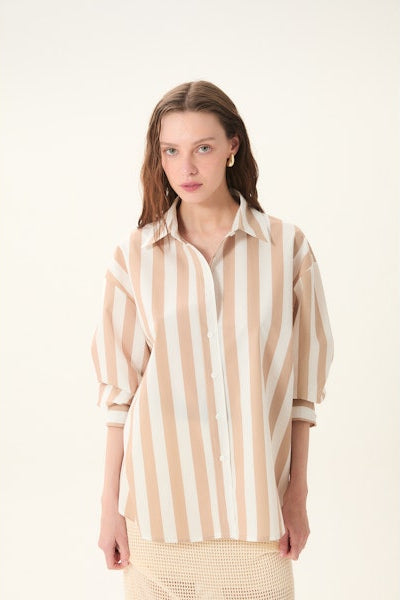 Vicenzo Shirt - Striped Sand