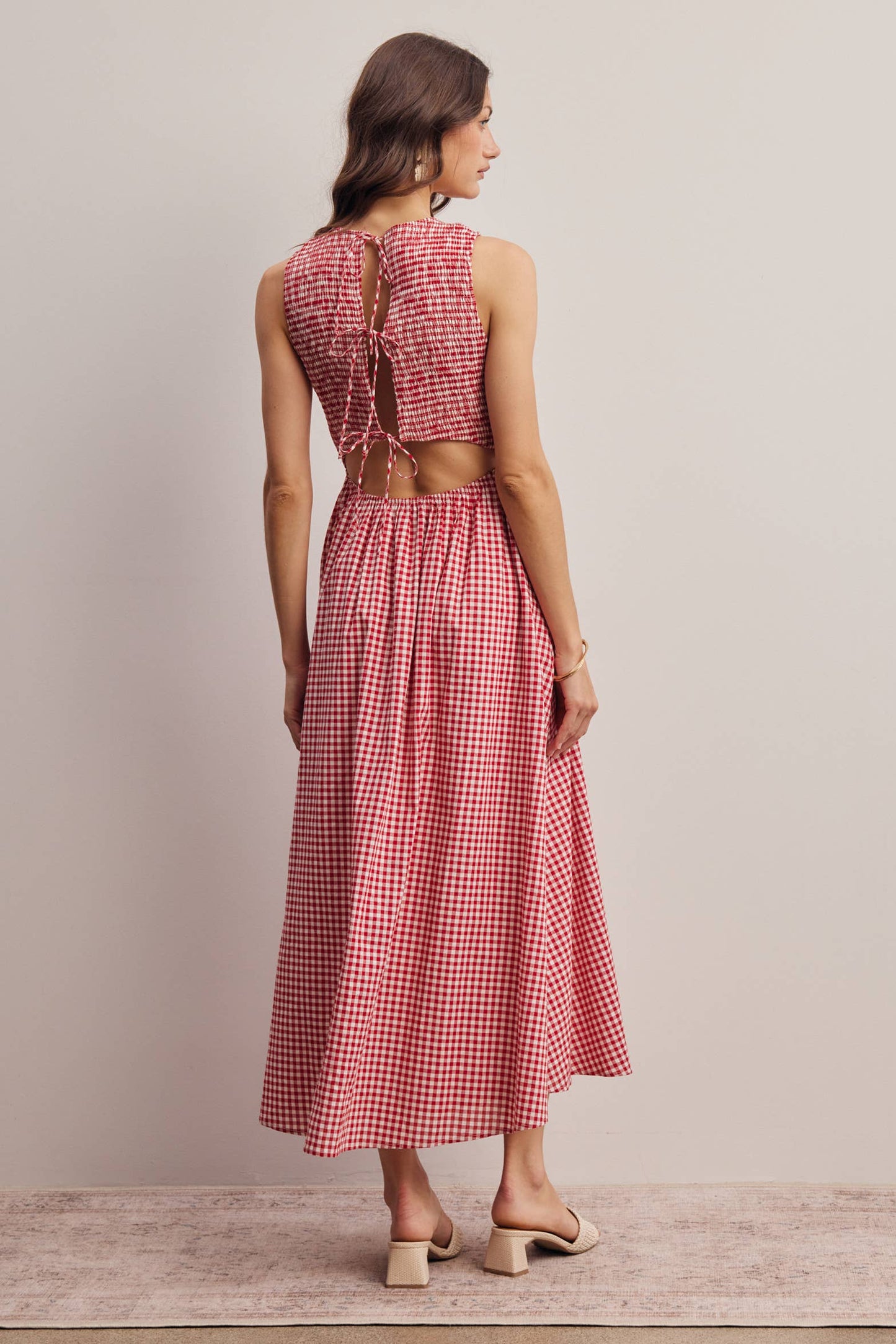 Open-Back Gingham Dress