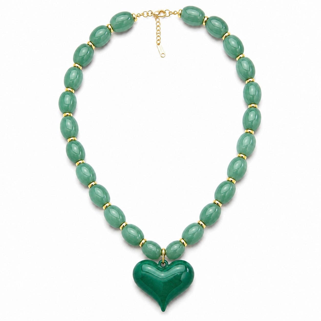 Almafi Green Heart Chunky Necklace