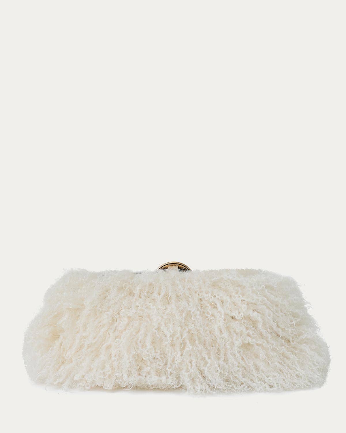 Full Circle Convertible Clutch - Natural Mongolian Shearling