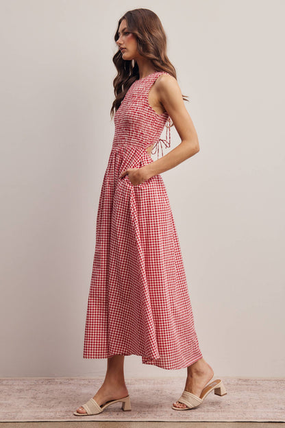 Open-Back Gingham Dress
