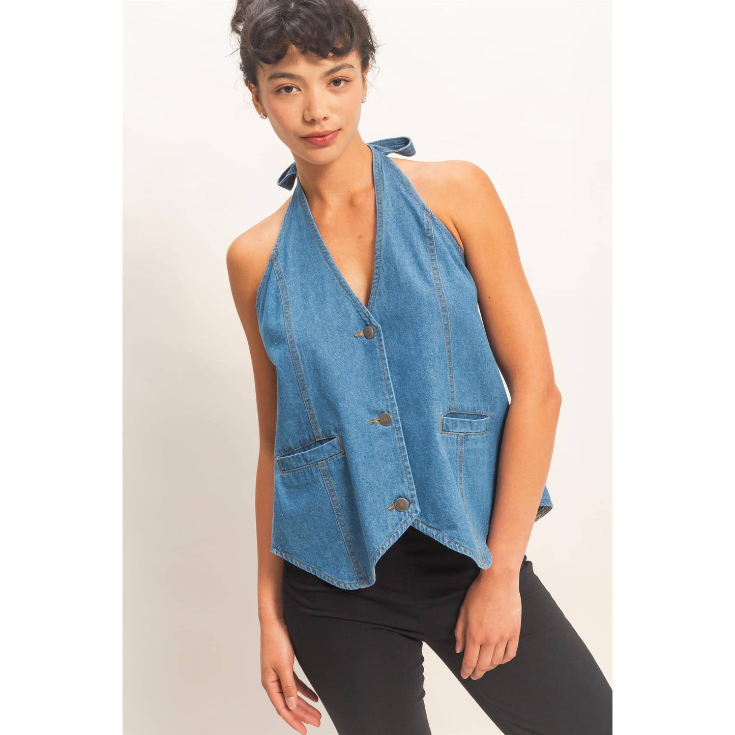 Denim Halter Vest