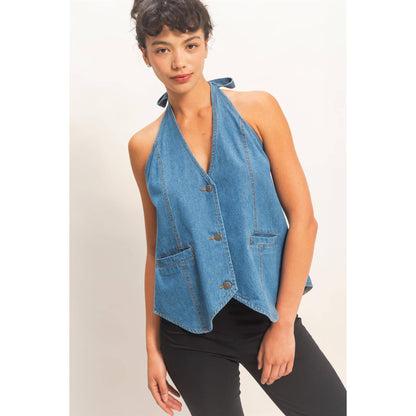 Denim Halter Vest