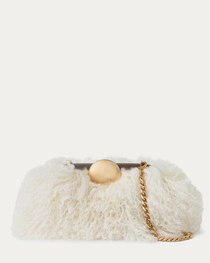 Full Circle Convertible Clutch - Natural Mongolian Shearling