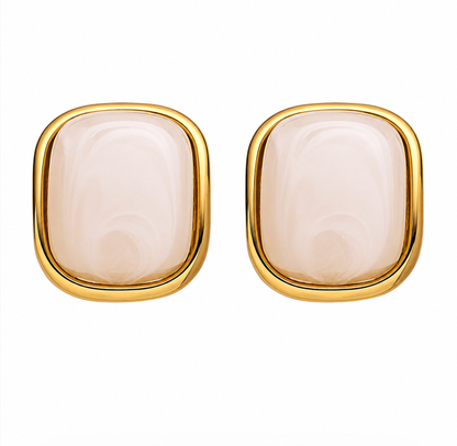 Opal Moonstone Frame Earrings