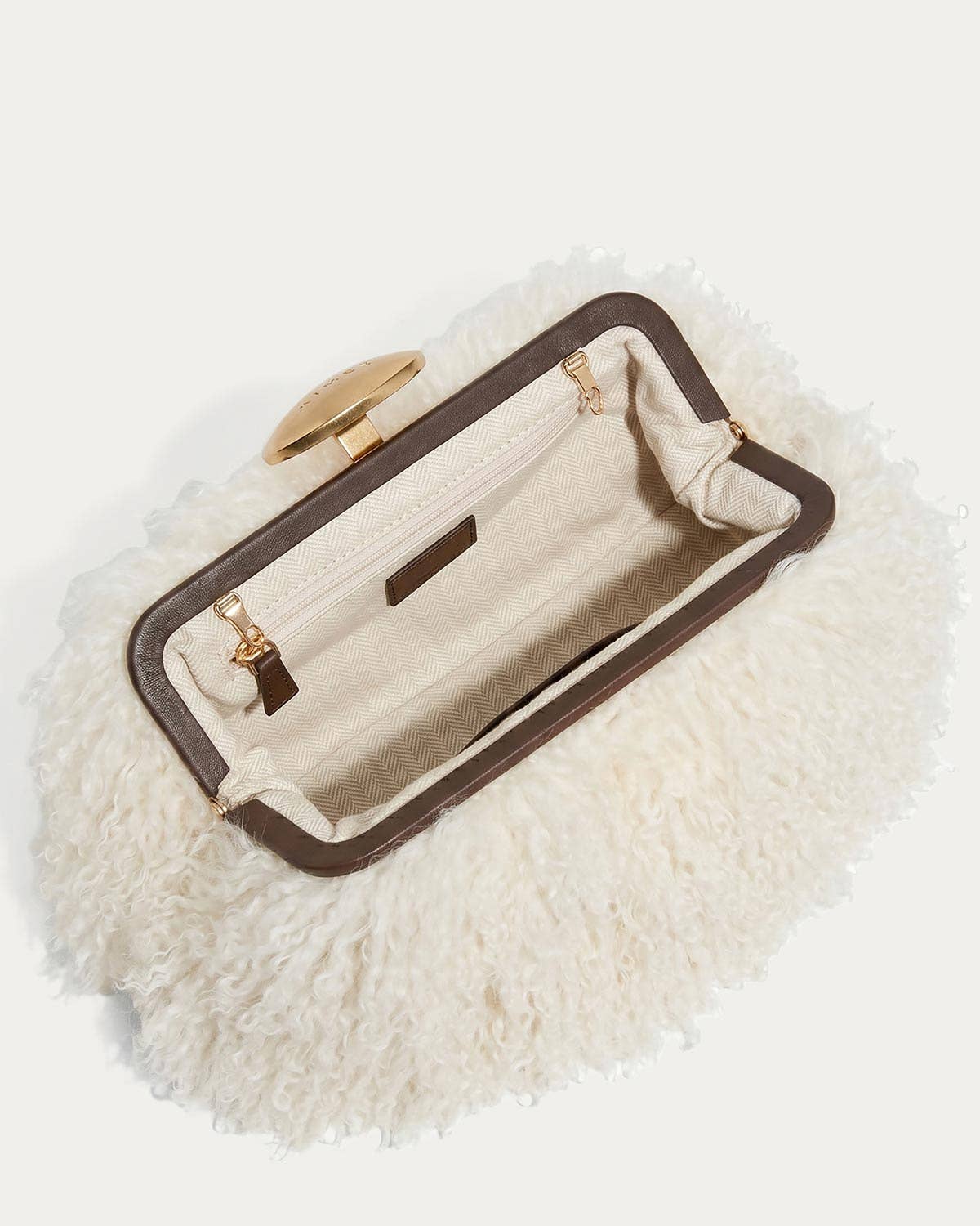 Full Circle Convertible Clutch - Natural Mongolian Shearling