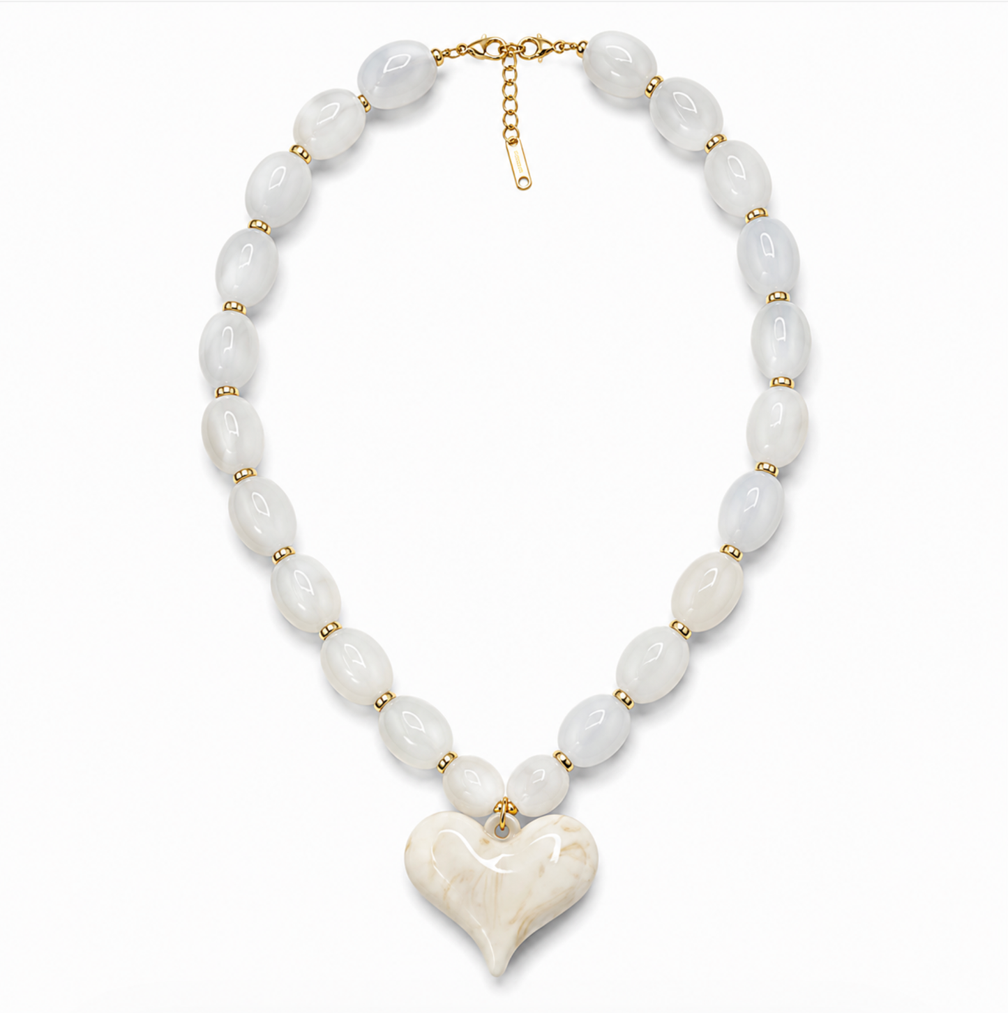 Almafi White Heart Chunky Necklace