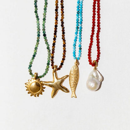 Gold Ocean Charms Necklace