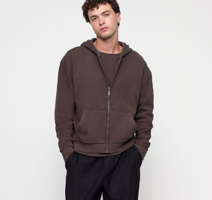 Waffle Zip Hoodie - Truffle