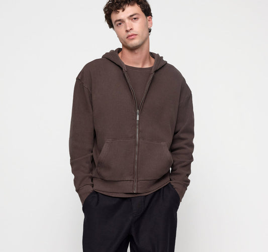 Waffle Zip Hoodie - Truffle