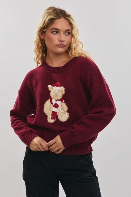 Burgundy Bear Sweater