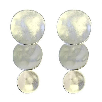 Silver Disc Statement Earrings